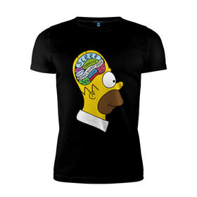 Мужская футболка премиум с принтом Мозг Гомера в Тюмени, 92% хлопок, 8% лайкра | приталенный силуэт, круглый вырез ворота, длина до линии бедра, короткий рукав | гомер