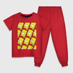 Детская пижама хлопок с принтом Узор Барт Симпсон в Тюмени, 100% хлопок |  брюки и футболка прямого кроя, без карманов, на брюках мягкая резинка на поясе и по низу штанин
 | Тематика изображения на принте: simpsons | мультик | мультфильм | симпсоны | симсоны