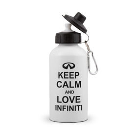 Бутылка спортивная с принтом keep calm and love infiniti в Тюмени, металл | емкость — 500 мл, в комплекте две пластиковые крышки и карабин для крепления | автомобили | машины | сохраняй спокойствие и люби инфинити | тачки