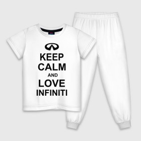 Детская пижама хлопок с принтом keep calm and love infiniti в Тюмени, 100% хлопок |  брюки и футболка прямого кроя, без карманов, на брюках мягкая резинка на поясе и по низу штанин
 | автомобили | машины | сохраняй спокойствие и люби инфинити | тачки