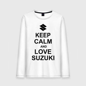 Мужской лонгслив хлопок с принтом keep calm and love suzuki в Тюмени, 100% хлопок |  | автомобили | машины | сохраняй спокойствие и люби сузуки | тачки
