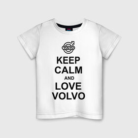 Детская футболка хлопок с принтом keep calm and love volvo в Тюмени, 100% хлопок | круглый вырез горловины, полуприлегающий силуэт, длина до линии бедер | автолюбителю | автомобиль | вольво | машина | прикольная надпись | тачка