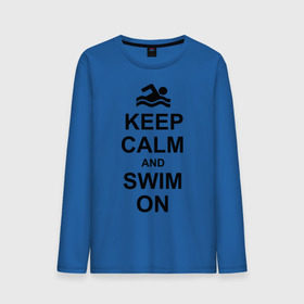 Мужской лонгслив хлопок с принтом Keep calm and swim on. в Тюмени, 100% хлопок |  | keep calm | keep calm and swim on | плавание | пловец
