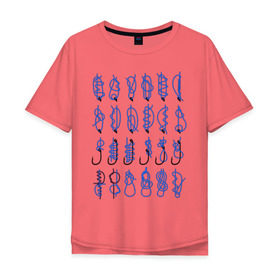 Мужская футболка хлопок Oversize с принтом Рыбацкие узлы в Тюмени, 100% хлопок | свободный крой, круглый ворот, “спинка” длиннее передней части | для рыбака | морские узлы | подарок рыбаку | рыбаку | рыбалка | узлы
