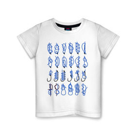 Детская футболка хлопок с принтом Рыбацкие узлы в Тюмени, 100% хлопок | круглый вырез горловины, полуприлегающий силуэт, длина до линии бедер | для рыбака | морские узлы | подарок рыбаку | рыбаку | рыбалка | узлы