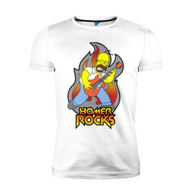 Мужская футболка премиум с принтом Homer Rocks в Тюмени, 92% хлопок, 8% лайкра | приталенный силуэт, круглый вырез ворота, длина до линии бедра, короткий рукав | гомер