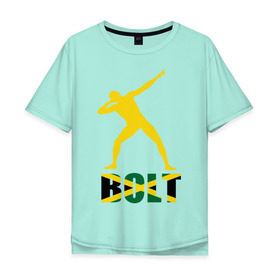 Мужская футболка хлопок Oversize с принтом Усейн Болт в Тюмени, 100% хлопок | свободный крой, круглый ворот, “спинка” длиннее передней части | бегун | легкая атлетика | легкоатлет | спорт | спортсмен