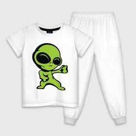 Детская пижама хлопок с принтом Пришелец в Тюмени, 100% хлопок |  брюки и футболка прямого кроя, без карманов, на брюках мягкая резинка на поясе и по низу штанин
 | зеленый человечек | инопланетянин