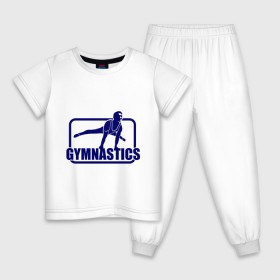 Детская пижама хлопок с принтом Gimnastic (Гимнастика) в Тюмени, 100% хлопок |  брюки и футболка прямого кроя, без карманов, на брюках мягкая резинка на поясе и по низу штанин
 | sport | брусья | гимнаст | снаряд | спортсмен | тренировка | упражнения