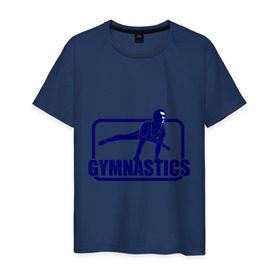 Мужская футболка хлопок с принтом Gimnastic (Гимнастика) в Тюмени, 100% хлопок | прямой крой, круглый вырез горловины, длина до линии бедер, слегка спущенное плечо. | sport | брусья | гимнаст | снаряд | спортсмен | тренировка | упражнения