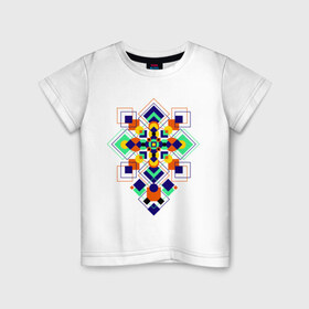 Детская футболка хлопок с принтом Summer geometry в Тюмени, 100% хлопок | круглый вырез горловины, полуприлегающий силуэт, длина до линии бедер | Тематика изображения на принте: геометрия | ромбики | узоры | фигуры
