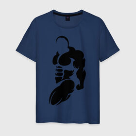 Мужская футболка хлопок с принтом Бодибилдер (Культурист). в Тюмени, 100% хлопок | прямой крой, круглый вырез горловины, длина до линии бедер, слегка спущенное плечо. | bodybuilding | power | sport | мощь | мускулы | мышцы | сила | спорт