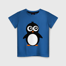 Детская футболка хлопок с принтом Милый пингвин. в Тюмени, 100% хлопок | круглый вырез горловины, полуприлегающий силуэт, длина до линии бедер | животные | милые создания | пингвинчик