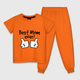 Детская пижама хлопок с принтом Best Mom ever! (самая лучшая мама) в Тюмени, 100% хлопок |  брюки и футболка прямого кроя, без карманов, на брюках мягкая резинка на поясе и по низу штанин
 | бест мам | мама | подарки родным | подарок маме