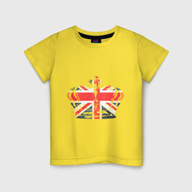 Детская футболка хлопок с принтом Корона, флаг Британии в Тюмени, 100% хлопок | круглый вырез горловины, полуприлегающий силуэт, длина до линии бедер | Тематика изображения на принте: dtg | england | англия | британия | британский флаг | великобритания | прикольные картинки