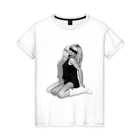 Женская футболка хлопок с принтом Бритни Спирс в Тюмени, 100% хлопок | прямой крой, круглый вырез горловины, длина до линии бедер, слегка спущенное плечо | britney | spears | знаменитости | знаменитые личности | селебрити | суперзвезда