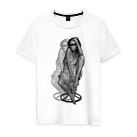 Мужская футболка хлопок с принтом Анджелина Джоли в Тюмени, 100% хлопок | прямой крой, круглый вырез горловины, длина до линии бедер, слегка спущенное плечо. | jolie | девушка | знаменитости | знаменитые личности | селебрити | суперзвезда | тело | фигура
