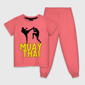 Детская пижама хлопок с принтом Муай тай (Muay Thai). в Тюмени, 100% хлопок |  брюки и футболка прямого кроя, без карманов, на брюках мягкая резинка на поясе и по низу штанин
 | бойцы | бокс | боксеры | спортивные | тайский бокс