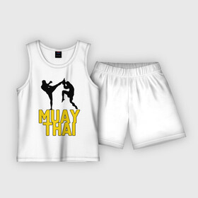 Детская пижама с шортами хлопок с принтом Муай тай (Muay Thai). в Тюмени,  |  | бойцы | бокс | боксеры | спортивные | тайский бокс