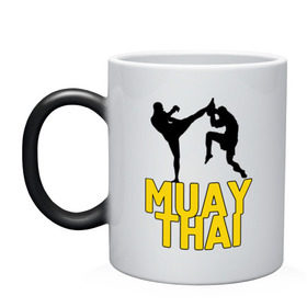 Кружка хамелеон с принтом Муай тай (Muay Thai). в Тюмени, керамика | меняет цвет при нагревании, емкость 330 мл | Тематика изображения на принте: бойцы | бокс | боксеры | спортивные | тайский бокс