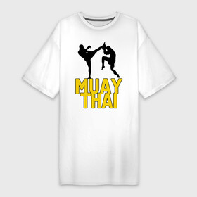 Платье-футболка хлопок с принтом Муай тай (Muay Thai). в Тюмени,  |  | бойцы | бокс | боксеры | спортивные | тайский бокс