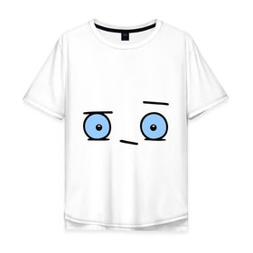 Мужская футболка хлопок Oversize с принтом Бодрый смайл в Тюмени, 100% хлопок | свободный крой, круглый ворот, “спинка” длиннее передней части | Тематика изображения на принте: глаза | глазастик | настроение | позитив | рожица | смайлы | чудик