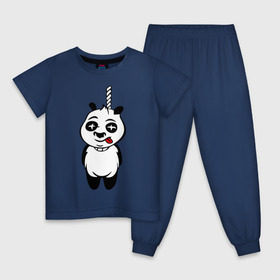 Детская пижама хлопок с принтом Панда повесилась. в Тюмени, 100% хлопок |  брюки и футболка прямого кроя, без карманов, на брюках мягкая резинка на поясе и по низу штанин
 | панда