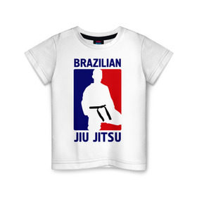 Детская футболка хлопок с принтом Джиу-джитсу (Jiu jitsu) в Тюмени, 100% хлопок | круглый вырез горловины, полуприлегающий силуэт, длина до линии бедер | Тематика изображения на принте: brazilian | бой | джиу джитсу | карате | черный пояс
