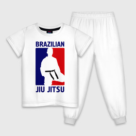 Детская пижама хлопок с принтом Джиу-джитсу (Jiu jitsu) в Тюмени, 100% хлопок |  брюки и футболка прямого кроя, без карманов, на брюках мягкая резинка на поясе и по низу штанин
 | brazilian | бой | джиу джитсу | карате | черный пояс