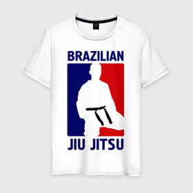 Мужская футболка хлопок с принтом Джиу-джитсу (Jiu jitsu) в Тюмени, 100% хлопок | прямой крой, круглый вырез горловины, длина до линии бедер, слегка спущенное плечо. | brazilian | бой | джиу джитсу | карате | черный пояс