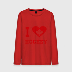 Мужской лонгслив хлопок с принтом Я люблю канадский хоккей. в Тюмени, 100% хлопок |  | hockey | i love hochey | канада | кленовые листья | спорт | хоккей | я люблю хоккей
