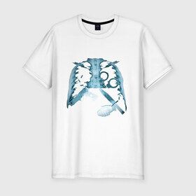 Мужская футболка премиум с принтом Рентген ребра в Тюмени, 92% хлопок, 8% лайкра | приталенный силуэт, круглый вырез ворота, длина до линии бедра, короткий рукав | dtg | гранаты | оружие | пистолет | ребра | ренген | ренгеновский снимок