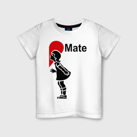 Детская футболка хлопок с принтом Soul Mate (родная душа). в Тюмени, 100% хлопок | круглый вырез горловины, полуприлегающий силуэт, длина до линии бедер | для влюбленных | для двоих | любовь | парные | половинка | сердечко | сердце