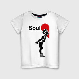 Детская футболка хлопок с принтом Soul Mate (родная душа). в Тюмени, 100% хлопок | круглый вырез горловины, полуприлегающий силуэт, длина до линии бедер | для влюбленных | для двоих | любовь | парные | половинка | сердечко | сердце