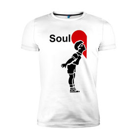 Мужская футболка премиум с принтом Soul Mate (родная душа). в Тюмени, 92% хлопок, 8% лайкра | приталенный силуэт, круглый вырез ворота, длина до линии бедра, короткий рукав | для влюбленных | для двоих | любовь | парные | половинка | сердечко | сердце