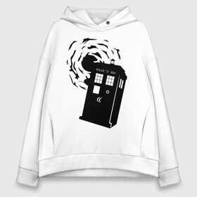 Женское худи Oversize хлопок с принтом tardis 1 в Тюмени, френч-терри — 70% хлопок, 30% полиэстер. Мягкий теплый начес внутри —100% хлопок | боковые карманы, эластичные манжеты и нижняя кромка, капюшон на магнитной кнопке | Тематика изображения на принте: police box | tardis | tardis 1 | телефонная будка