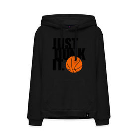 Мужская толстовка хлопок с принтом Just dunk it. в Тюмени, френч-терри, мягкий теплый начес внутри (100% хлопок) | карман-кенгуру, эластичные манжеты и нижняя кромка, капюшон с подкладом и шнурком | just dunk | just dunk it | nba | баскетбол | баскетбольный мяч | мяч dunk | нба