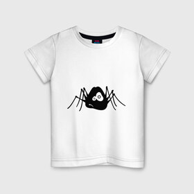 Детская футболка хлопок с принтом Паучек в Тюмени, 100% хлопок | круглый вырез горловины, полуприлегающий силуэт, длина до линии бедер | грустный паук | паук | паучек | унылый паук