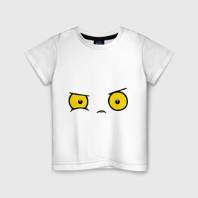 Детская футболка хлопок с принтом Wtf глаза в Тюмени, 100% хлопок | круглый вырез горловины, полуприлегающий силуэт, длина до линии бедер | Тематика изображения на принте: wtf глаза | глаза | глазише | желтые глаза | злые глазки | недовольные глаза