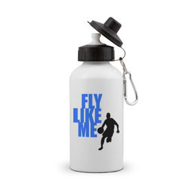 Бутылка спортивная с принтом Fly like me. в Тюмени, металл | емкость — 500 мл, в комплекте две пластиковые крышки и карабин для крепления | basketball | баскетбол | баскетболист | спорт