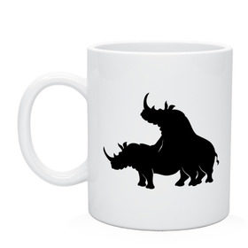 Кружка с принтом Носороги в Тюмени, керамика | объем — 330 мл, диаметр — 80 мм. Принт наносится на бока кружки, можно сделать два разных изображения | носорог | носороги | носороги занимаются этим | носороги спариваются | спаривание