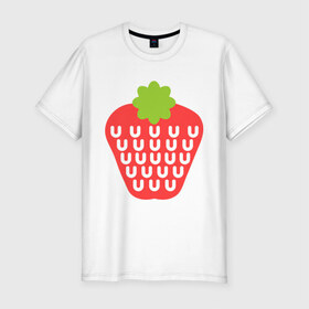 Мужская футболка премиум с принтом Вкусная клубничка в Тюмени, 92% хлопок, 8% лайкра | приталенный силуэт, круглый вырез ворота, длина до линии бедра, короткий рукав | Тематика изображения на принте: еда | клубника | лето | фрукты | ягода | ягодка