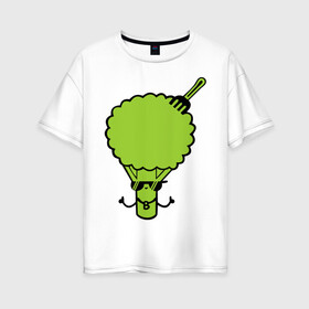 Женская футболка хлопок Oversize с принтом Брокколи в Тюмени, 100% хлопок | свободный крой, круглый ворот, спущенный рукав, длина до линии бедер
 | еда | капуста | овощ | прикольные картинки