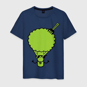 Мужская футболка хлопок с принтом Брокколи в Тюмени, 100% хлопок | прямой крой, круглый вырез горловины, длина до линии бедер, слегка спущенное плечо. | еда | капуста | овощ | прикольные картинки