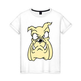 Женская футболка хлопок с принтом Злой пес в Тюмени, 100% хлопок | прямой крой, круглый вырез горловины, длина до линии бедер, слегка спущенное плечо | бульдог | бультерьер | домашнее животное | животное | злой пес | пес | собака