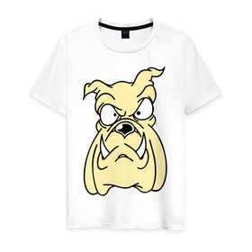 Мужская футболка хлопок с принтом Злой пес в Тюмени, 100% хлопок | прямой крой, круглый вырез горловины, длина до линии бедер, слегка спущенное плечо. | бульдог | бультерьер | домашнее животное | животное | злой пес | пес | собака