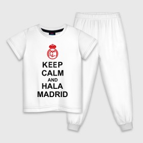 Детская пижама хлопок с принтом keep calm and Hala Madrid в Тюмени, 100% хлопок |  брюки и футболка прямого кроя, без карманов, на брюках мягкая резинка на поясе и по низу штанин
 | keep calm and hala madrid | madrid | real madrid | мадрид | реал мадрид | футбол | футбольный клуб | я болею за мадрид
