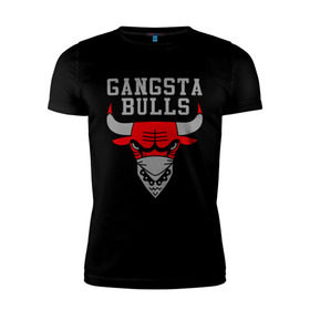 Мужская футболка премиум с принтом Gangsta bulls в Тюмени, 92% хлопок, 8% лайкра | приталенный силуэт, круглый вырез ворота, длина до линии бедра, короткий рукав | bshirts | bulls | cihago bulls | gangsta bulls | swag | sweg | бык | красный бык | сваг | свег | чикаго булс