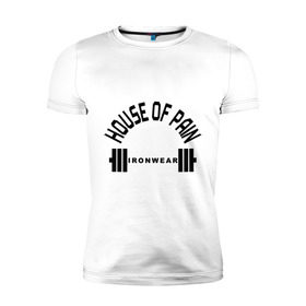 Мужская футболка премиум с принтом House of pain в Тюмени, 92% хлопок, 8% лайкра | приталенный силуэт, круглый вырез ворота, длина до линии бедра, короткий рукав | house | house of pain | ironwear | pain | штанга
