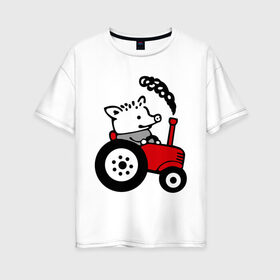 Женская футболка хлопок Oversize с принтом Поросенок Петр в Тюмени, 100% хлопок | свободный крой, круглый ворот, спущенный рукав, длина до линии бедер
 | интернет приколы | поросенок петр | приколы